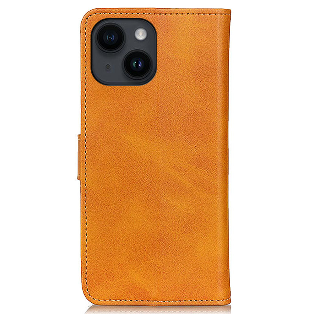Uniqkart for iPhone 14 Plus Cowhide Texture Cell Phone Case PU Leather+TPU Foldable Stand Wallet Anti-Scratch Cover - Brown Uniqkart for iPhone 14 Plus Cowhide Texture Cell Phone Case PU Leather+TPU Foldable Stand Wallet Anti-Scratch Cover - Brown